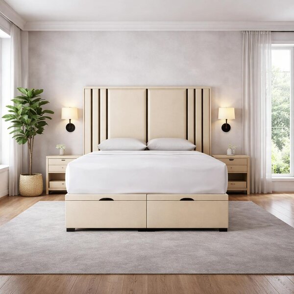 Great British Beds Valentina Headboard with Contrast Border Divan Ottoman Bed