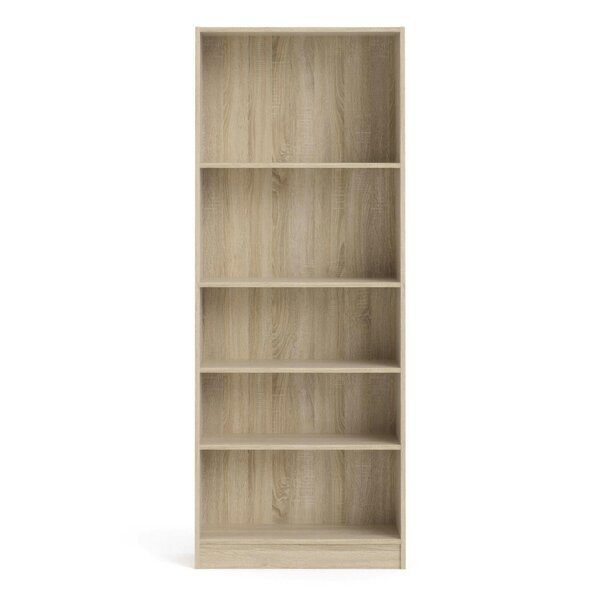 Wyld Haus Amberfern Natural Oak Wood Tall Wide Bookcase 4 Shelves