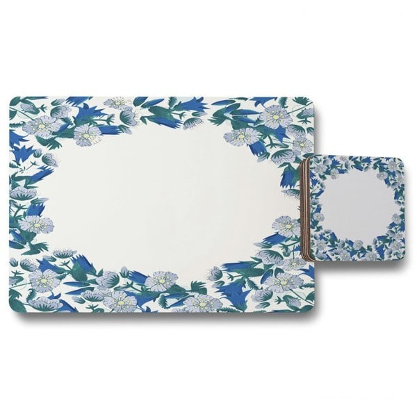 New Product Winter Blue Flowers (Placemat & Coaster Set)  - Andrew Lee Home and Living
