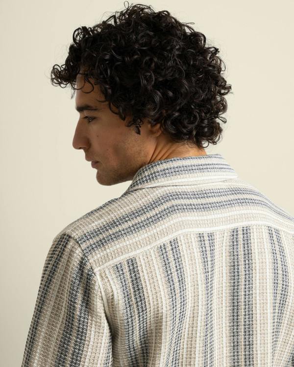 Larsson & Co Ivar - Waffle Jacquard Stripe Short Sleeve Shirt