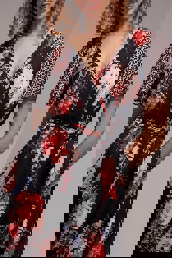 Flutter Sleeve Printed Midi Dress - Leopard Print DR3462