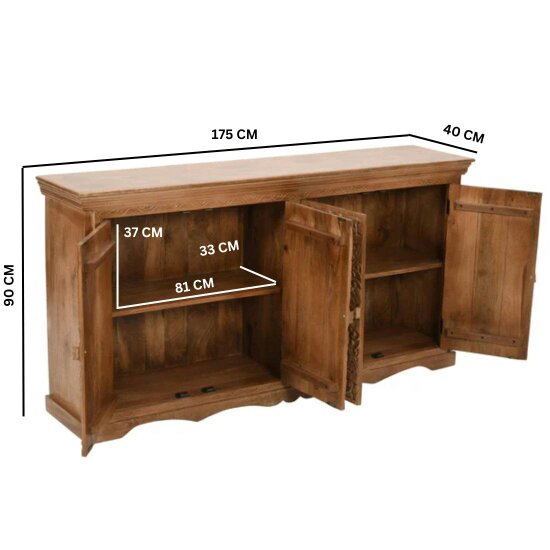 Wyld Haus Brighton Large Mango Wood Sideboard with 4 Doors