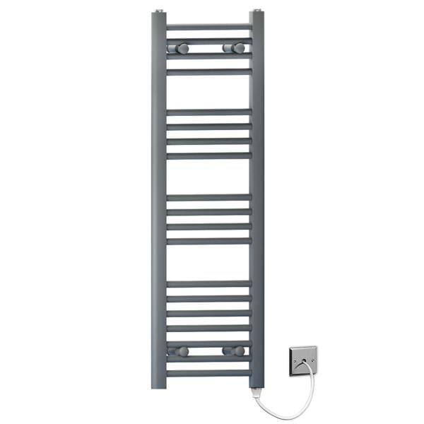 MYHOMEWARE 400mm x 1000mm Anthracite Grey Flat Electric Pre-Filled Heated Towel Rail Radiator For Bathroom Designer Standard Element