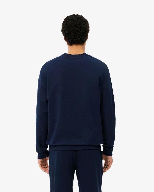Lacoste Fleece Mens Lounge Hoodie - Navy Blue/White 525 | CHO | Designer Mens Hoodies