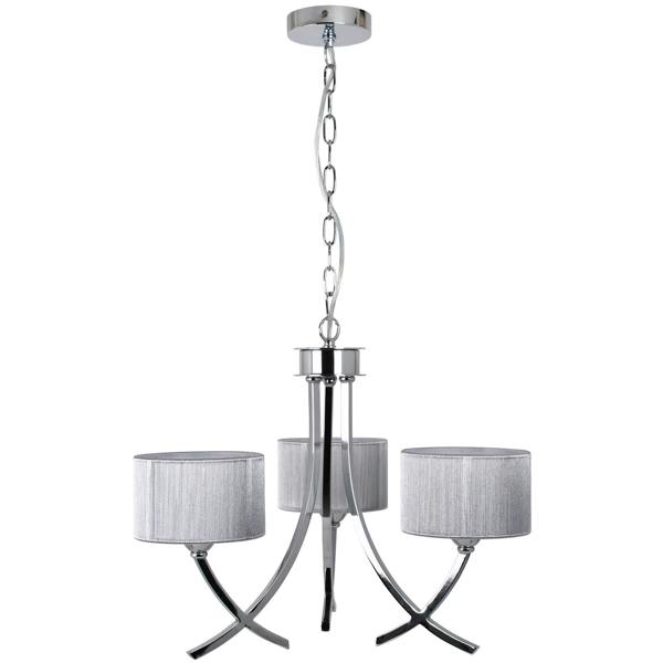 Pagazzi Lighting Justina 3 Light Polished Chrome Chandelier with Silver String Shade