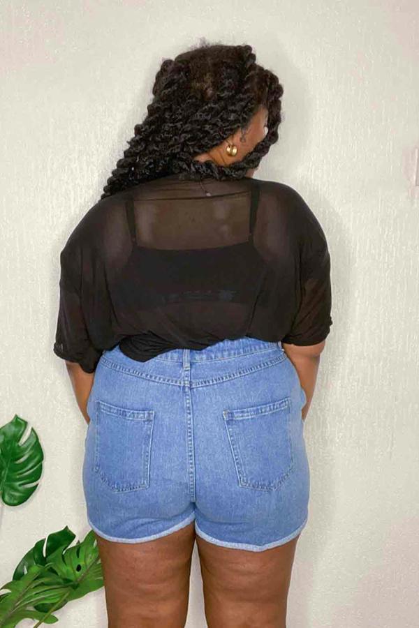 Urban Bliss Curve Virgo Button Front Short Mid Wash