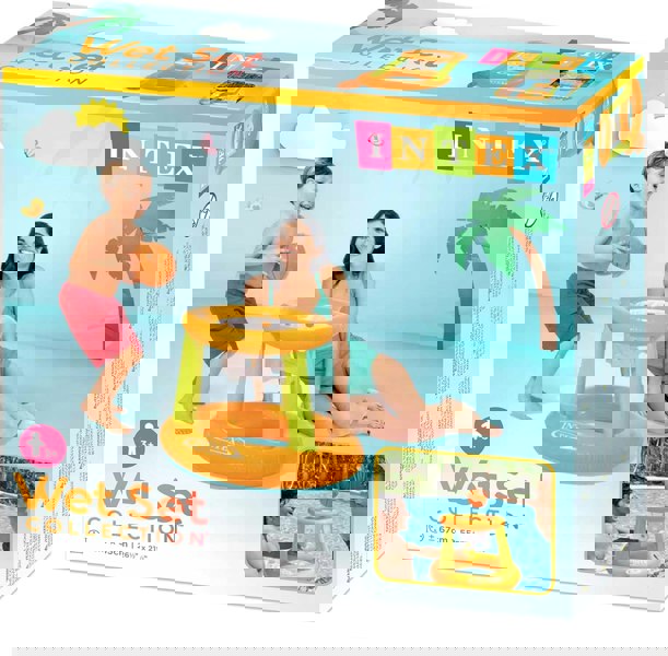 Pool Volleyball Game Set & Floating Hoop Game -Water Sports Fun for All Ages