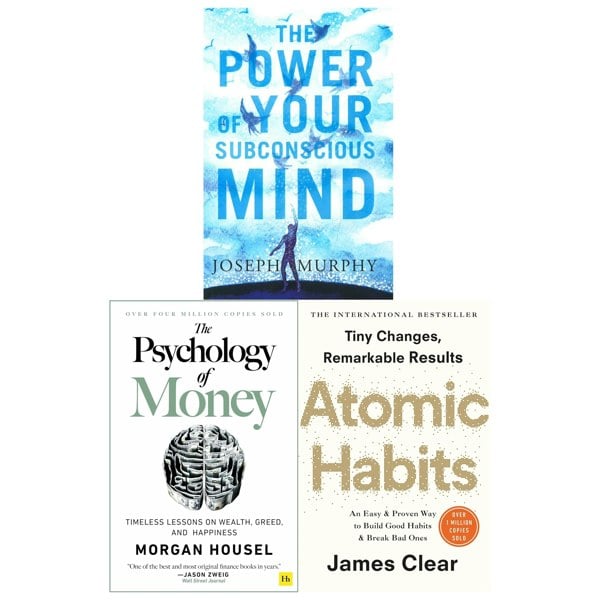 The Power of Your Subconscious Mind, The Psychology of Money and Atomic Habits 3 Book Set