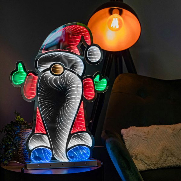 Samuel Alexander 60cm Infinity Christmas Santa on Metal Base with Multi-Coloured LEDs