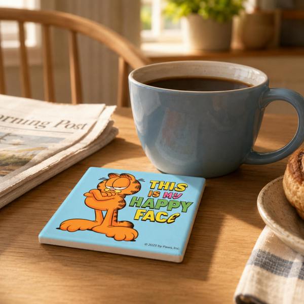 Widdop & Co Fandomania Garfield 'This is My Happy Face' Ceramic Coaster