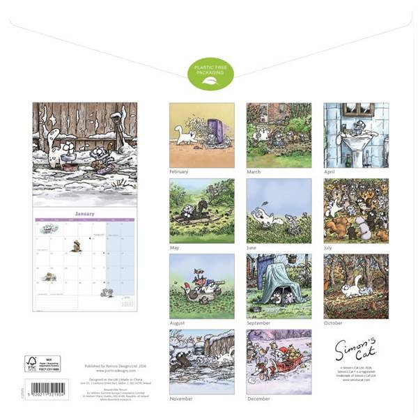 Simon's Cat Calendar 2027, Wall Calendars, Month To View, Humour, Gift
