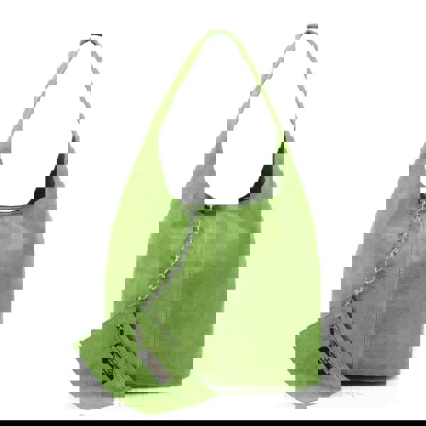 Kitise Slouch Genuine Italian Suede Large Tote Bag With Detachable Purse