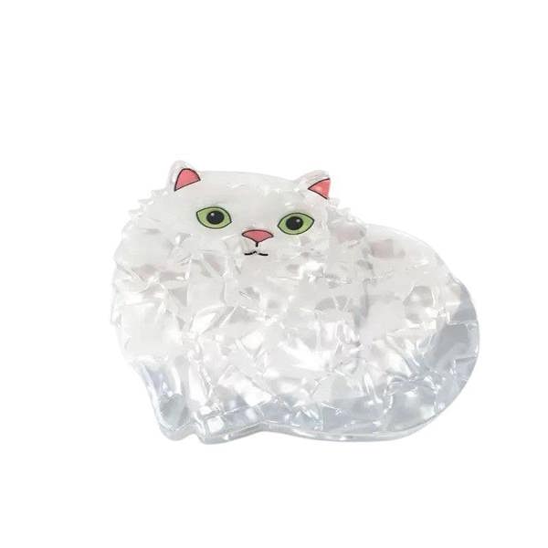 Gold Trip White Cat Claw Clip