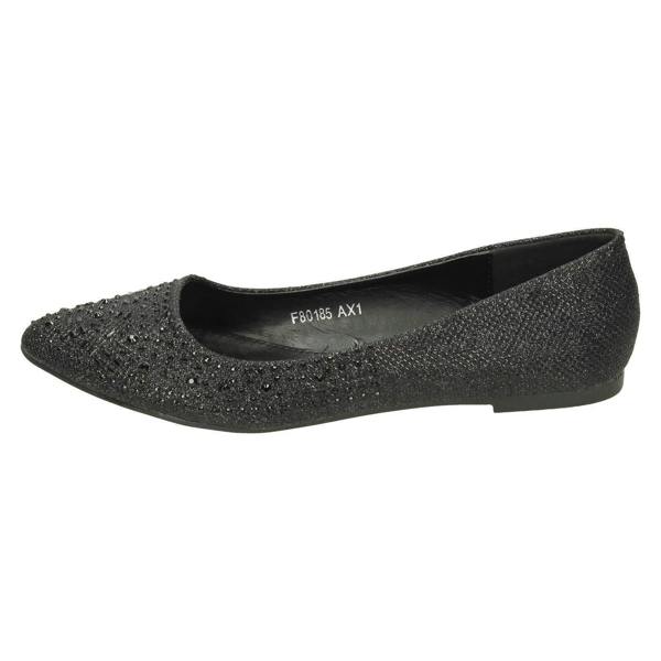 Anne Michelle Ladies Anne Michelle Diamante Flat Ballet Shoe