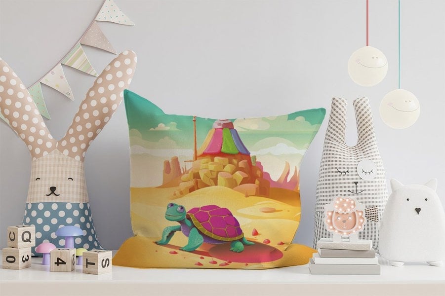 Warren Reed Turtle On A Beach Holiday Cushions