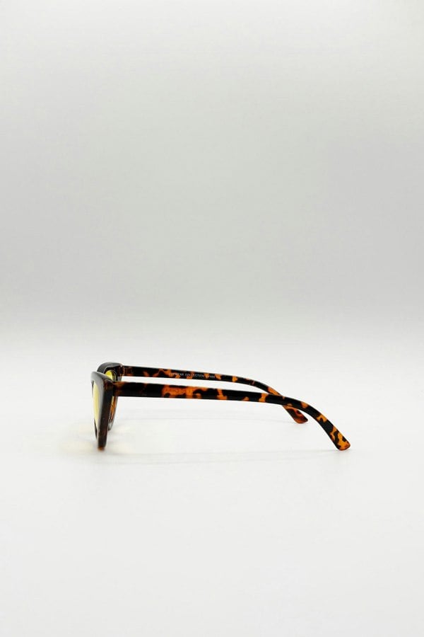 SVNX Tortoiseshell Cat-Eye Sunglasses with Yellow Lense