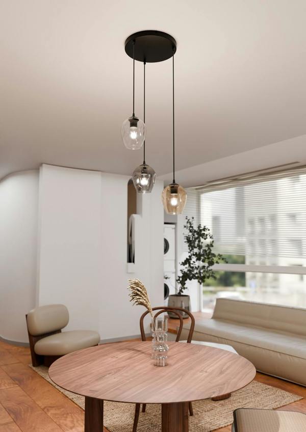 Emibig ISTAR Pendant lamp  3 x E27 Black with Transparent, Graphite and Amber Shade