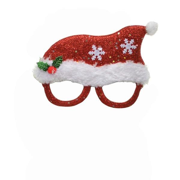 Red Santa Hat Christmas Glasses Novelty Party Props with Glitter Fabric Finish image 2