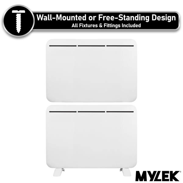 MYLEK Electric Panel Heater - Wall Mounted or Free Standing 1500w