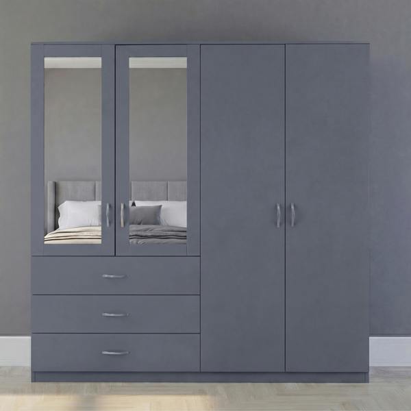 Vida Designs Riano 4 Door 3 Drawer Mirrored Wardrobe