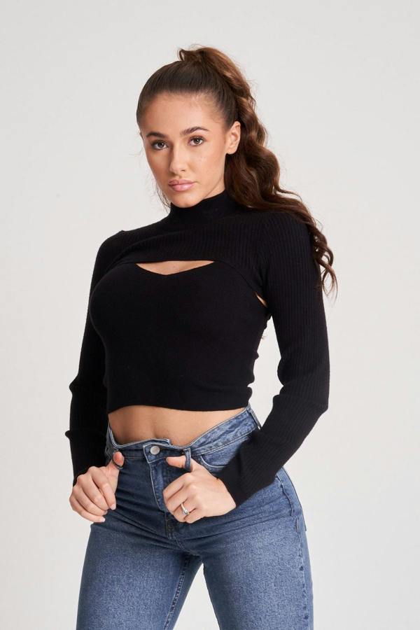 Urban Bliss 2in1 Long Sleeve Crop Jumper & Vest Set