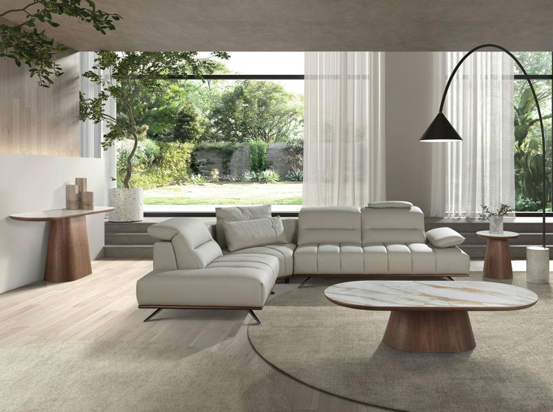 Angel Cerdá Porcelain marble and walnut round corner table 2159