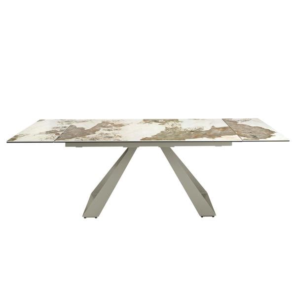 Angel Cerdá Rectangular extending dining table in porcelain marble and taupe grey steel 1117