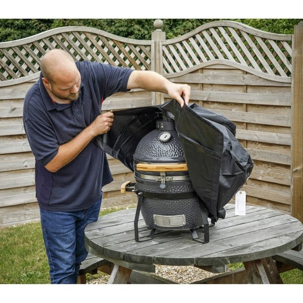 Outdoor Rated Kamado Grill BBQ Cover for ys12022 - Black PVC - 55 x 59cm Rain - LoopsDirect