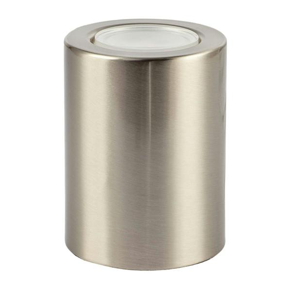 Cylindrical Nickel LED Uplighter with Minimalist Architectural Design Image 1
