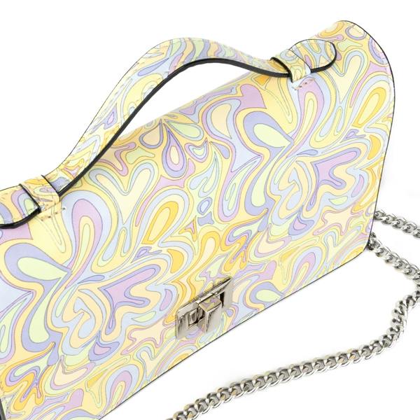 Embassy London Envy - Pastel Multi - Women's leather flap clutch bag with strap