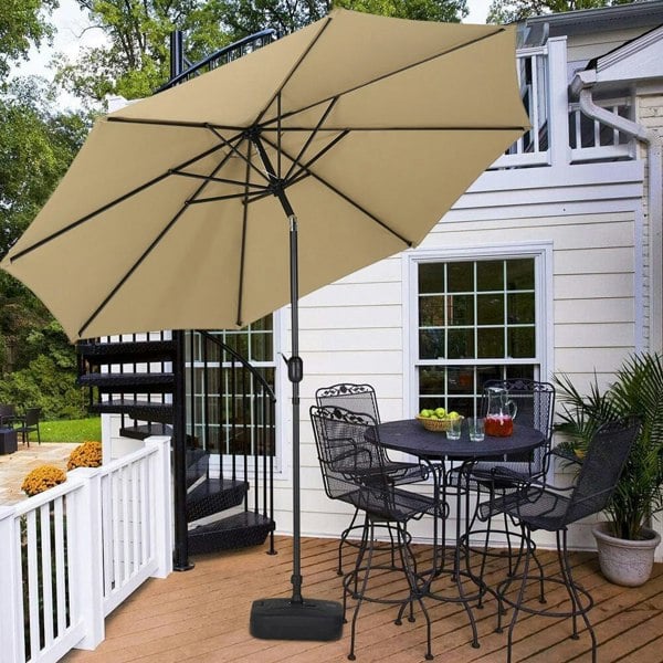3M Sunshade Parasol Backyard Garden Tilt Umbrella with Crank Parasols Living and Home Beige