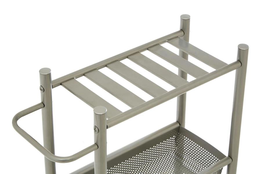 Maison by Premier Dara 4 Tier Brush Nickel Trolley with 2 Baskets