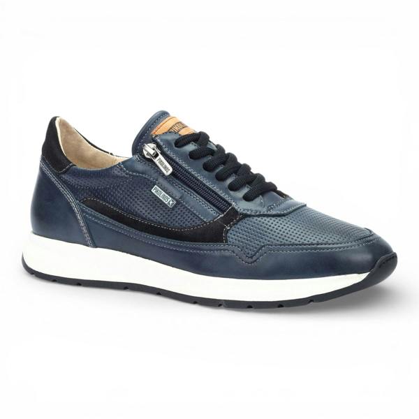 Pikolinos Men's Blue Leather Easy Wear Sneaker Trainers Shoes - Getafe