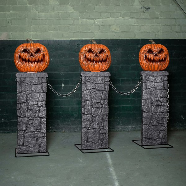 Samuel Alexander 97cm x 1.2m Battery Powered Light up Halloween Pumpkin Fence with LEDs