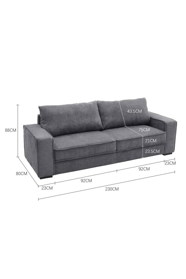 Living and Home 3-Seater Sofa Couch, 2.3m W