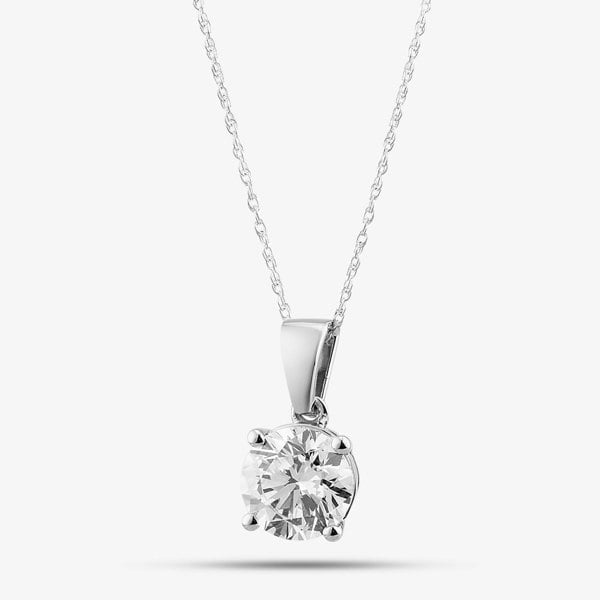 T. H. Baker 9ct White Gold Certified Lab Grown 2.00ct Brilliant Cut Diamond Pendant Necklace LGP3119-200 (WG)