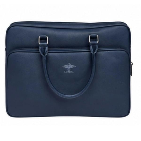 Lorenz Saffiano Grain Eagle Laptop Work Bag - Navy