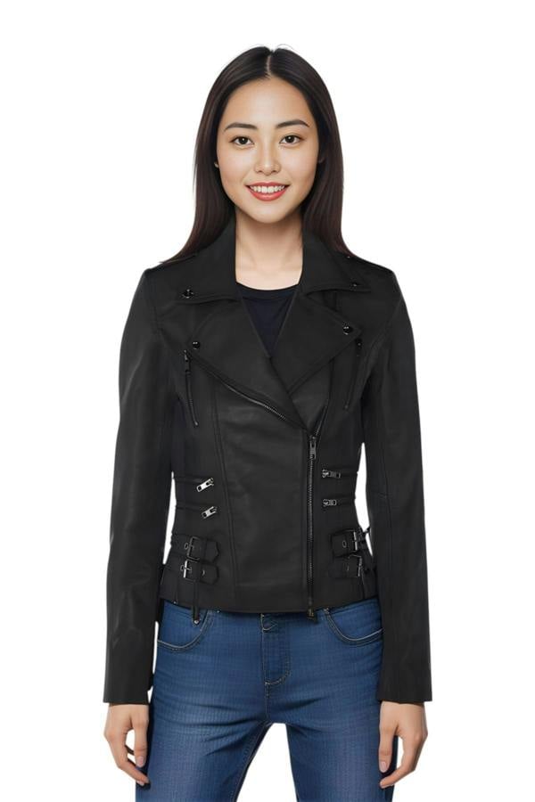 Infinity Leather Womens Leather Brando Biker Jacket - Orlando