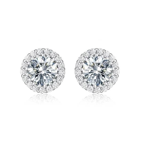 925 Sterling Silver Round Halo Stud Earrings for Women - namana.london