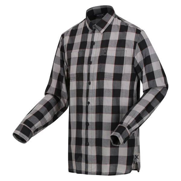 Regatta Mens Lance Checked Shirt - Dark Grey/Black - 