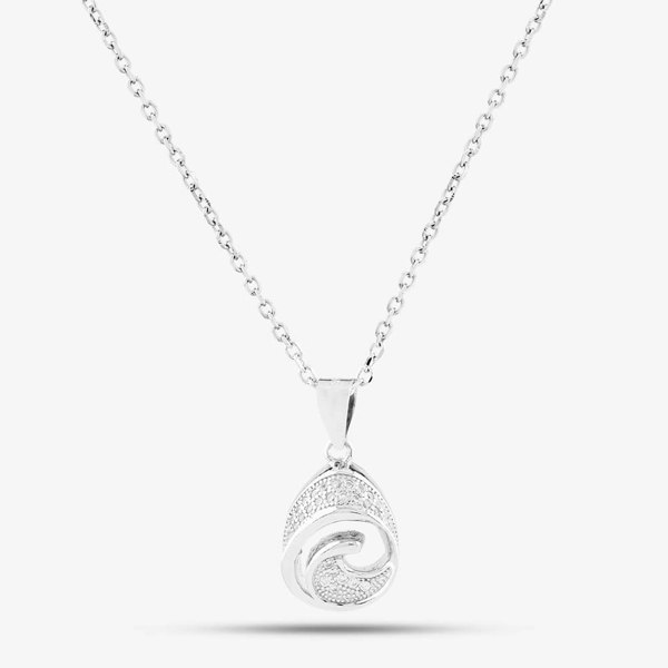 T. H. Baker Silver Cubic Zirconia Pear Open Swirl Pendant P610833