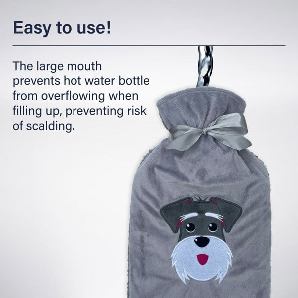 ChilliPak Hot Water Bottle with Sherpa Fleece Cover - 2 Litre - Schnauzer