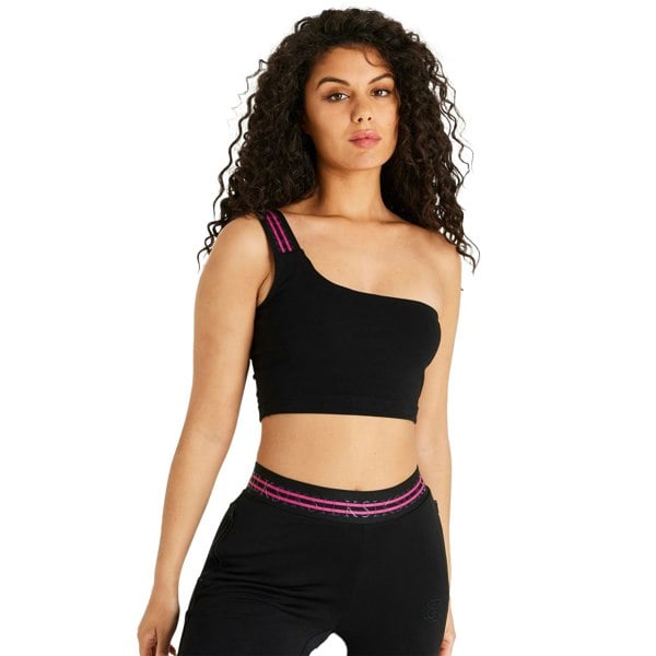 SikSilk Womens/Ladies Cropped One Shoulder Bralette - Black