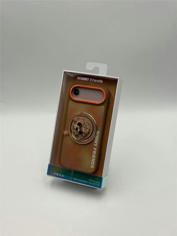 Nimmy Friends Nimmy Big Eye Cute Pet Poodle Dog Face Case with Detachable MagSafe Grip for iPhone 17 Air 6.5" Brown Orange - N-XDY-CXZJZH-IP17-AIR-014