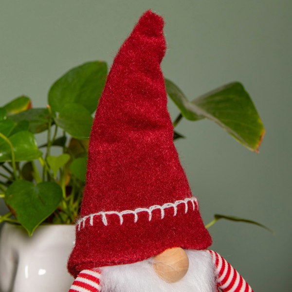 Samuel Alexander 50cm Red and White Stripe Sitting Christmas Gonk Decoration with Dangly Legs