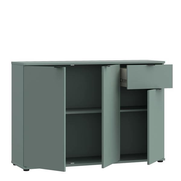 Furniture To Go Ganymede Wide 3 Door Cupboard with Drawer in Sage Green