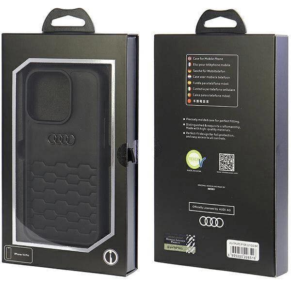 Audi GT Synthetic Leather Hard Case for iPhone 15 Pro 6.1" Black - AU-TPUPCIP15P-GT/D2-BK
