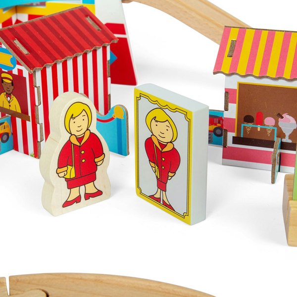 Bigjigs Rail Wooden Fun Fair Train Set - 54 Play Pieces