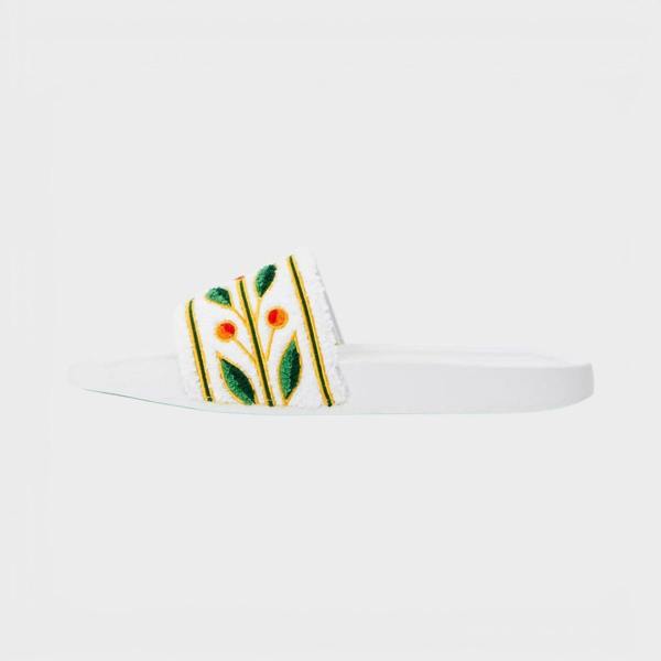 Casablanca Embroidered Terry Slider White