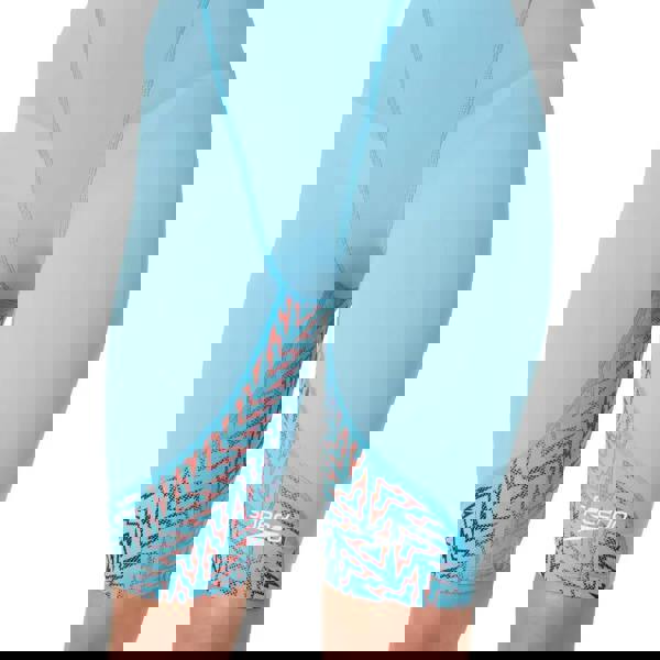 Light blue Speedo Fastskin LZR Ignite Kneeskin with geometric capri pattern